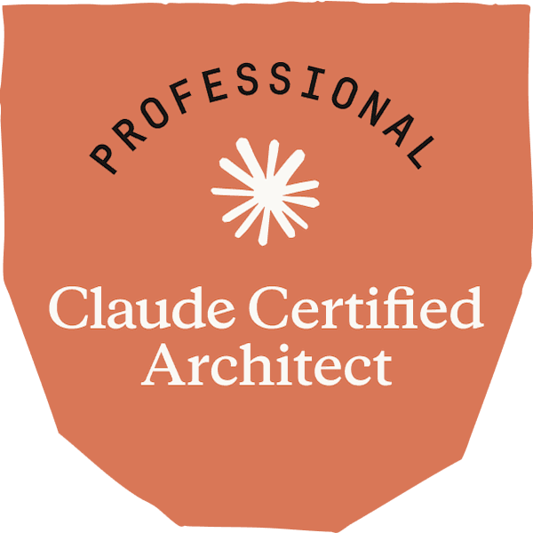 Badge oficial Claude Certified Architect — Professional (CCAR-P), emitido pela Anthropic para Bruno Bracaioli