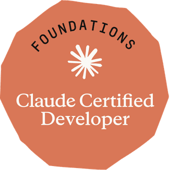 Badge oficial Claude Certified Developer (Foundations) da Anthropic